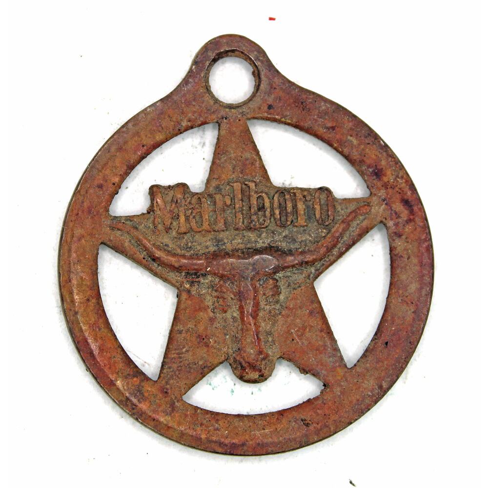1980's Vintage Brass Marlboro Country Longhorn Keychain Fob